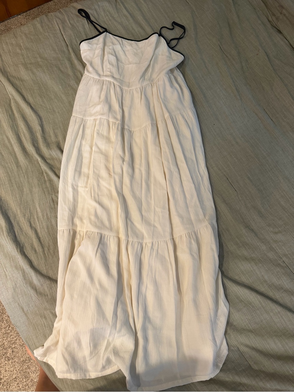 a new day White Tiered Spaghetti-Strap Maxi Dress with Black Trim